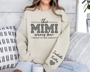 Personalized Mimi Sweatshirt With Kids Names On Sleeve, Custom Mimi Sweatshirt, Mimi Hoodie, Pregnancy Announcement Gifts