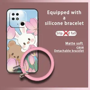 Cute Soft Case Phone Case For Xiaomi Redmi 10C/Redmi10 India/10 Power Waterproof Protective Anti-knock Solid Color Youth Cartoon Personality Back Cover Dirt-resistant Funny Ring