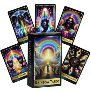 Rainbow Tarot Card Game, 1 Box Colorful Tarot Card Game, Durable Tarot Cards, Casual Party Card Game, Fun Card Game for Family & Friends Gathering, Tarot Card Decks, Tarot Card Set
