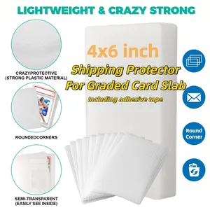 Trading Card Slab Shipping Hard Protector Panel For PSA CGC BGS SGC Graded Card, 10.2x15.2cm/4x6inch Plastic Sleeve Cardboard Mailers For Sports Star Anime Cartoon Collection Card With Clear Tape for Secure Storage, Round Corner