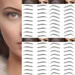 Natural Look Temporary Eyebrow Tattoo Sticker, 6 Counts Waterproof Temporary False Tattoo Decals, Makeup Accessories for Women & Girls