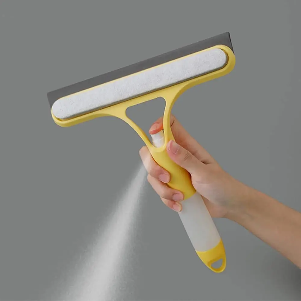 Tyawon 3 in 1 Window Cleaning Scraper，Multifunctional Household Cleaning Tool，Squeegee and Scrubber with Spray，Car Windshield Cleaner，Easy To Clean Glass Scraper with Spray Bottle Wipe Microfiber Silicone Lightweight