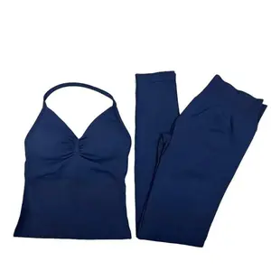 （Has tags）Dfyne sets women 2 Pieces Set Impact Leggings Set Women Backless Tank Tops High Waist Scrunch Gym Suit Fitness Clothes Outfit Workout Yoga Set Athletic Wear Athletic Stretchy Material