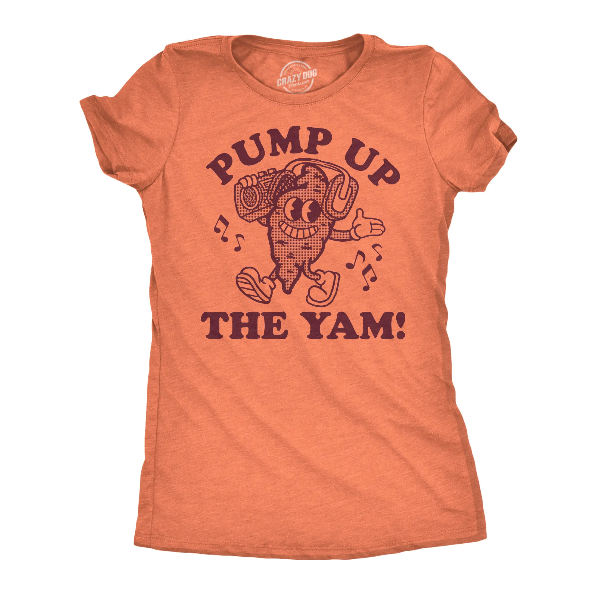 Womens Funny T Shirts Pump Up The Yam Sarcastic Yams Graphic Tee for Ladies Funny Womens T Shirts Cute Vintage Fashion Casual Ladies T-Shirt Gift Sarcastic Tops for Women Funny Food Top Women's Novelty Tees Orange -