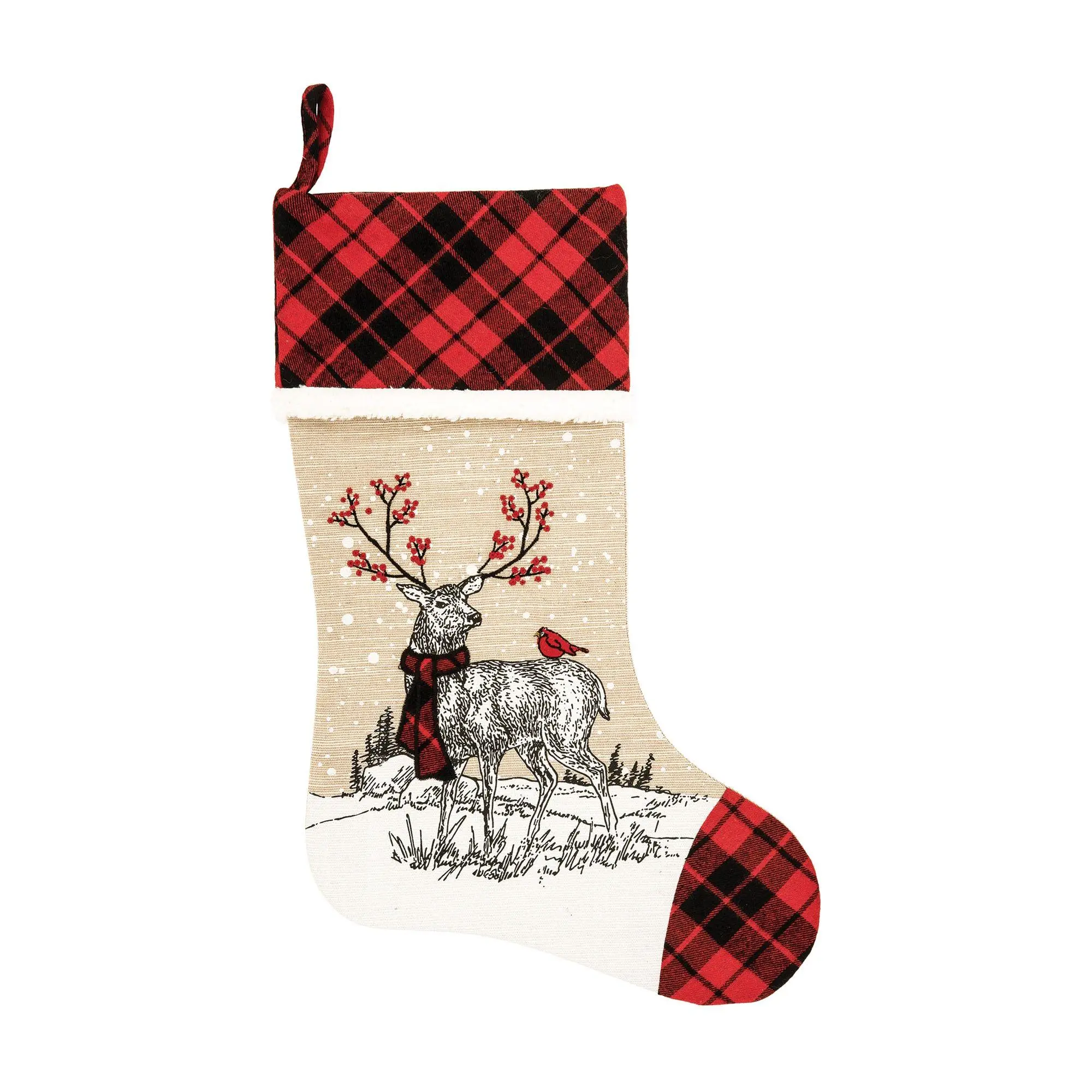C&F Home Deer Embroidered and Printed Stocking