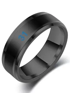 Automatic Color-Changing Temperature Mood Ring for Men, Korean Style Titanium Steel Couple Ring, Fashionable Body Temperature Display
