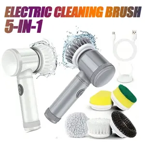 Multifunctional electric rotary scrubber, Rechargeable spin scrubber, Durable Power Scrubber, five interchangeable brush heads, rechargeable electric cleaning brush set, handheld brush with USB charging, suitable for bathroom, kitchen, home