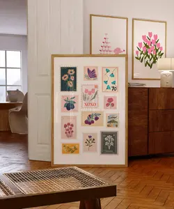 Vintage Stamp Collage Wall Art/Poster