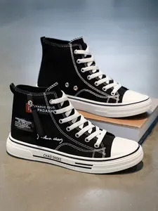 High Top Canvas Shoes Autumn Retro Classic Casual Sneakers, Sports Shoes, Trendy Zipper Decor Student Shoes, Comfortable and Stylish Footwear for Men and Women