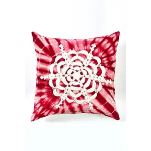 Hand Crocheted Mandala Snowflake Throw Pillow
