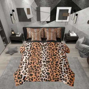 Feelyou 7-Piece Animal Print Bedding Set - Cheetah Fur Ombre Brown, Leopard Pattern Comforter with Sheets, Gradient Animal Skin Bed-in-A-Bag, Breathable Cloth, Soft Texture, Multi-Size for Adults
