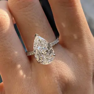 VEYRA 5ct Pear-shaped D Color VVS1 Hand-Cut Moissanite GRA Certified Custom Setting Available for Ring, Necklace & Earring