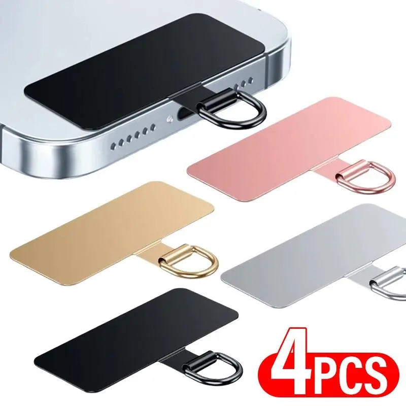 4/1PCS Ultra Thin Stainless Steel Phone Tether Tab Universal Cellphones Lanyard Patch Gasket Hang Rope Straps Metal Card Clip Cell Phone Charm Cell Phone Accessories