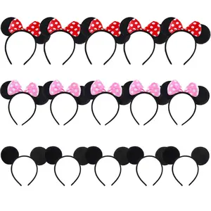 10pcs Cute Cartoon Bow Minnie Headbands, Party Simple Hair Accessories, Holiday Festival Headwear, Stylish Women's Accessory