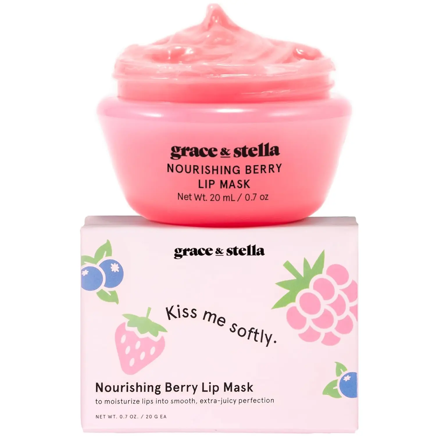 Berry Lip Mask – Hydrating Lip Treatment for Dry Chapped Lips | Overnight Lip Mask for Soft Smooth Lips, Nourishing Lip Care for Repair, Moisturizing Lip Skincare Essential by grace & stella