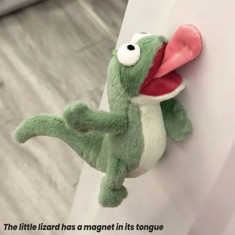 14cm-20cm Green Sounding Lizard Abstract Funny Doll Figurine Animal Design Cuddly Soft Stuffed Animal Decoration Tongue Sticking With Magnetic Attraction Children's Toy Birthday Gift
