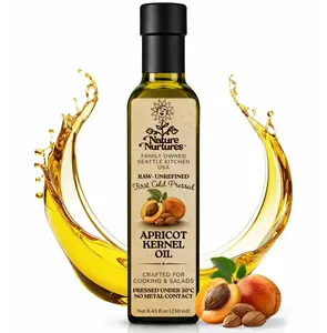 Apricot Kernel Oil for Cooking and Baking · Raw · Unrefined · First Cold-Pressed at Temperatures Below 30°C · Pressed Only Once · Without Metal or Wood Contact · Small Batch · Handcrafted in Seattle USA · 100% Pure & Natural · Also Loved for Skin and Hair