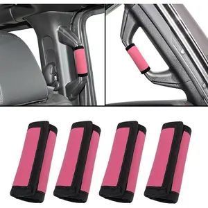 A&B Pillar Grab Handles Cover for Jeep,Pillar Grip Handles Cover Wrap for Jeep Wrangler JL & Gladiator JT Pink Interior Accessories,Set of 4
