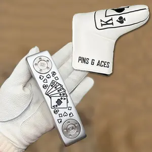 Golf Head JQK Poker Pattern Putter Head, Easy to Combine, Improve Speed and Accuracy, Aiming Line Included, Must-Have for Newbies, Two Colors Available, Golf Accessories
