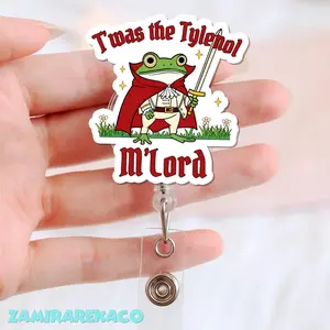 Twas the Tylenol Badge Reel – Cute Medication Vial Nurse ID Holder, Neurodiversity-Inspired Retractable Badge Reel, Funny Anti-RFK Gift