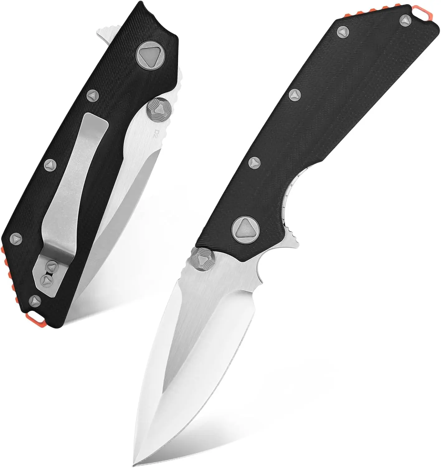 Eafengrow EF335 Folding Pocket Knife D2 High Carbon Steel Blade G10 Handle Ball Bearing Flipper Liner Lock EDC Daily Utility Knife with Pocket Clip & Adjustment Tool