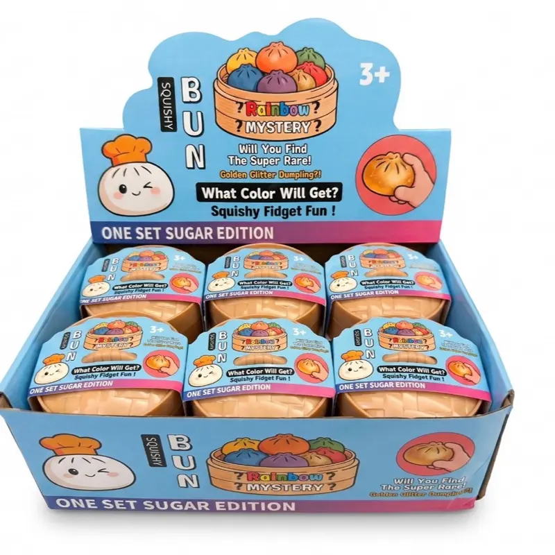 12-Piece Mystery Dumpling Squishy Collectible Item, Random Figure Mystery Kit for Stress Relief Fun
