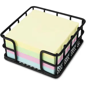 Sticky Note Holder,3.62x3.62x1.77? Metal Sticky Note Dispenser,Square Notepad Holder for Desk,Office Essentials Organizer,Memo Pad Holder Dispenser Organizer for School Office  Desk Supplies,Black