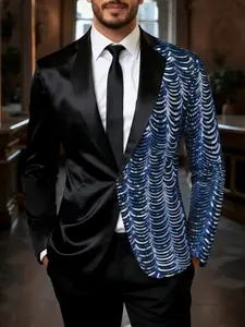 Men's Multicolor Sequin Blazer Jacket, Menswear, Fashionable and Trendy, Perfect for Stage Performances, Nightclubs, Parties, Events, Formal Wear