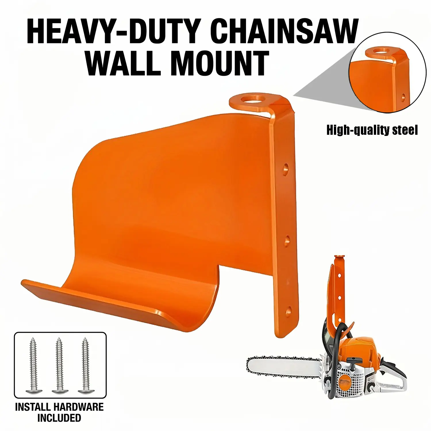 Rust-Resistant Heavy-Duty Chainsaw Wall Mount Bracket - Metal Bracket Racks & Displays, Wall Mounting Racks & Displays, Power Tool Organizer with Curved Hook, Tool Holders for Workspace Cleaning, Ideal Father's Day Gift