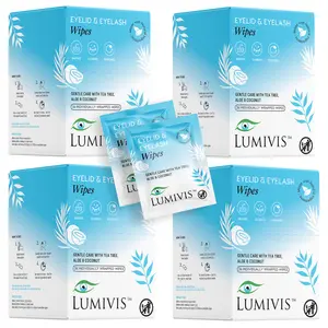 Lumivis Eyelid & Eyelash Wipes with Tea Tree Oil - 144 Individually Wrap Pads