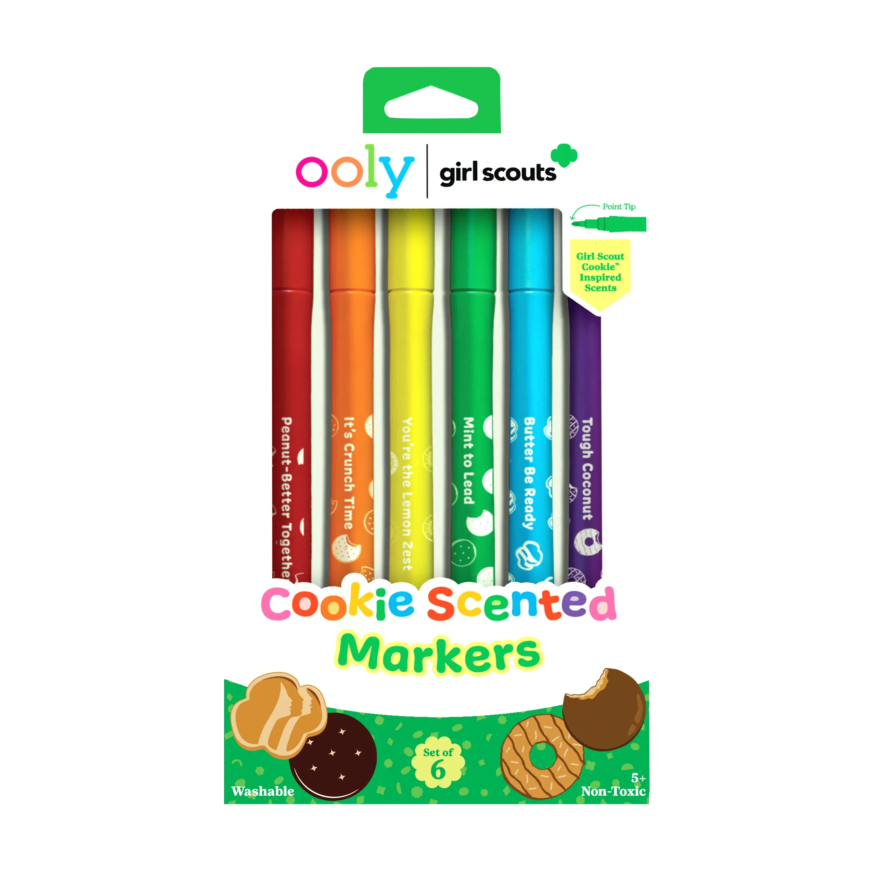 OOLY x Girl Scouts Cookie Scented Colored Markers Set - 6-Piece Stationery Supplies, Markers for Coloring, Art Materials