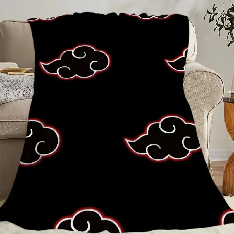 Naruto Akatsuki Sasuke Itachi Cloud Style Flannel Blanket - Ultra Soft, Skin-Friendly, Cozy Warm - for Anime Fans - Bedroom, Couch Throw Decor, Birthday/Christmas Gift