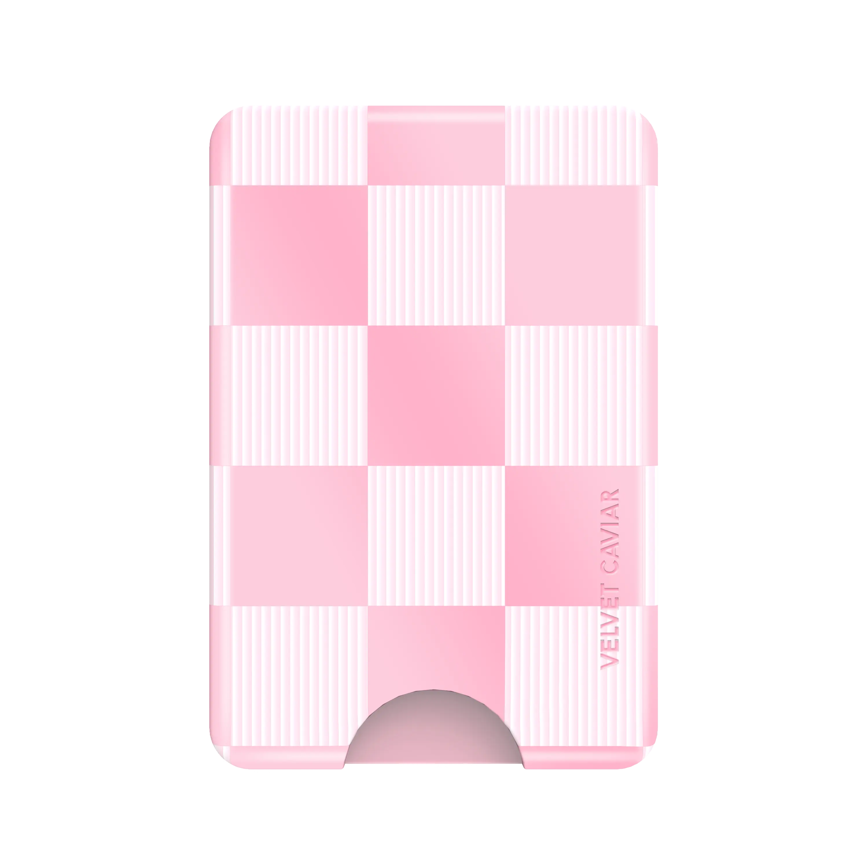 Velvet Caviar Pink Vibe Checkered Magsafe Wallet - Stylish Magnetic Card Holder for iPhone with Secure & Slim Design