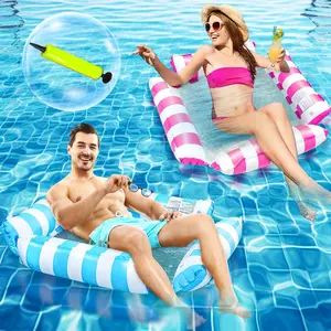 2 Pack Inflatable Water Hammock, Pool Hammock Floats for Adults, 4-in-1 Multi-Purpose Pool Floats