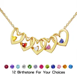 Valentine's Day gift Custom Names Heart Pendant Necklace with Birth Stone Birth Stone Necklace Personalized Jewellry Gift Valentine's Day gift