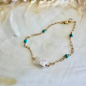 Melody Miles Gold Turquoise Anklet