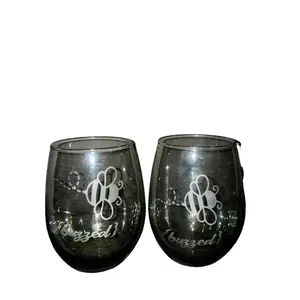 Buzzed Bee Stemless Smoky Wine Glass - Elegant Design, Ideal for Sip-Along Lifestyle Drinkware