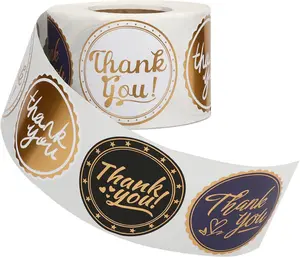 Thank You Stickers 2 inch Round, 500pcs Waterproof Thank You Stickers for Packaging, Foil Thank You for Supporting My Small Business Stickers