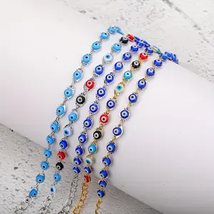 Colorful eye bracelet Ladies temperament fashion bead element resin bracelet Copper alloy bracelet Hand jewelry, adjustable retro colored eye bracelet