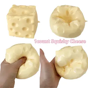 Moldable Squishy Cheese Block, Giant Yellow Fidget Toy with Slow Rebound & Non-Rebound, ASMR Stress Ball with Squeeze Feature for Play & Relaxation Gift