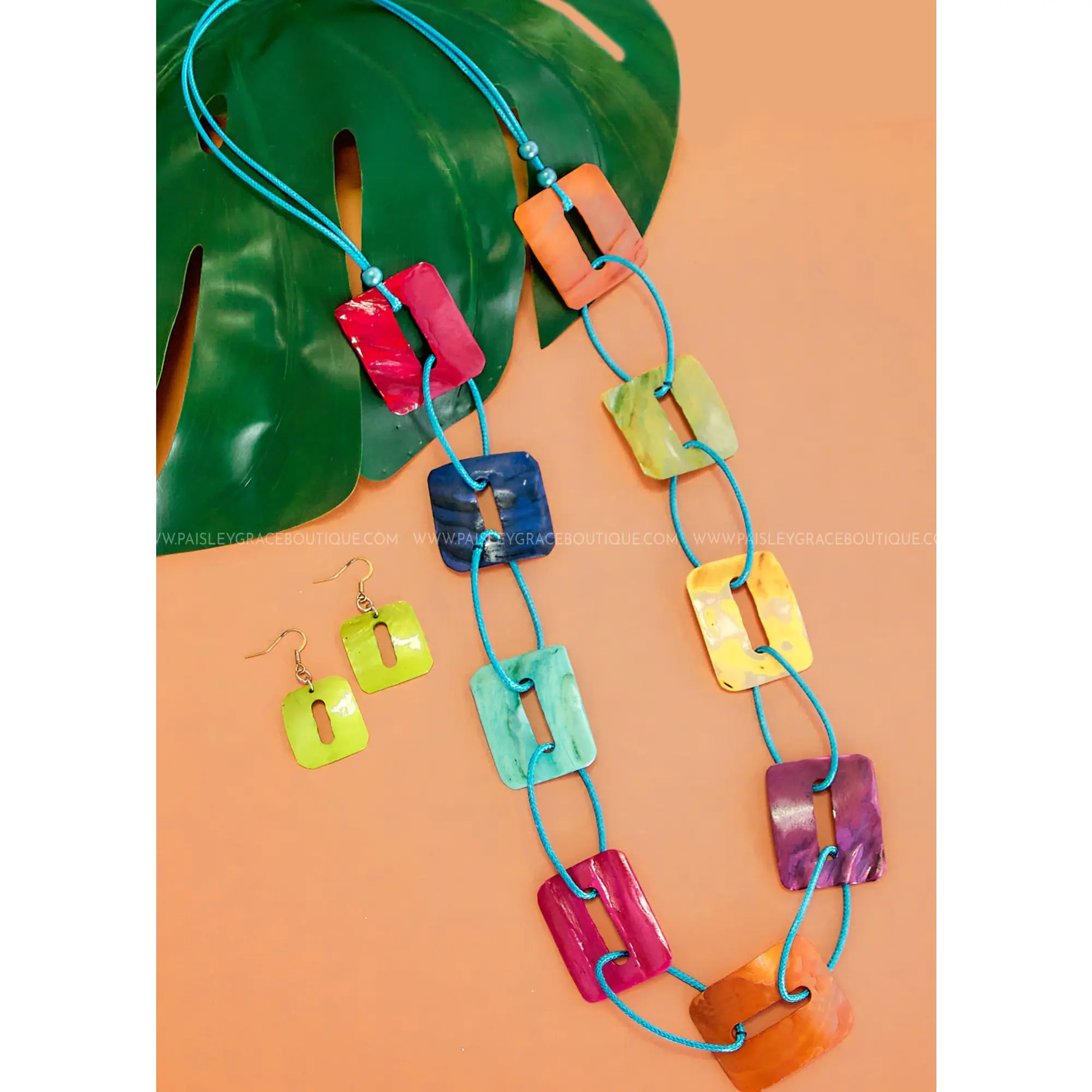 Odelia Multicolored Shell Necklace & Earring Set - FINAL SALE
