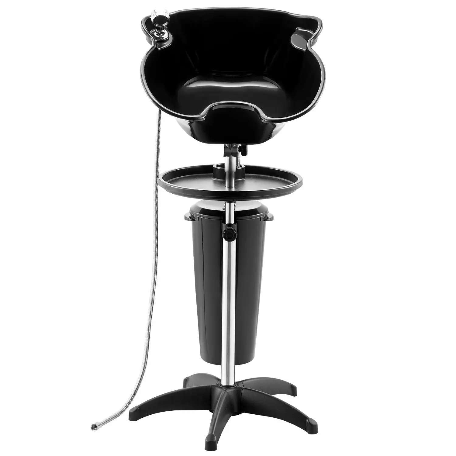 Portable Salon Sink with a Sturdy Tilting Basin, Height Range 40.1-52.3 in, Includes Shower Head for Home or Salon Use, Easy Storage, Stainless Steel, Shampoo Bowl, Adjustable, Salon Equipment