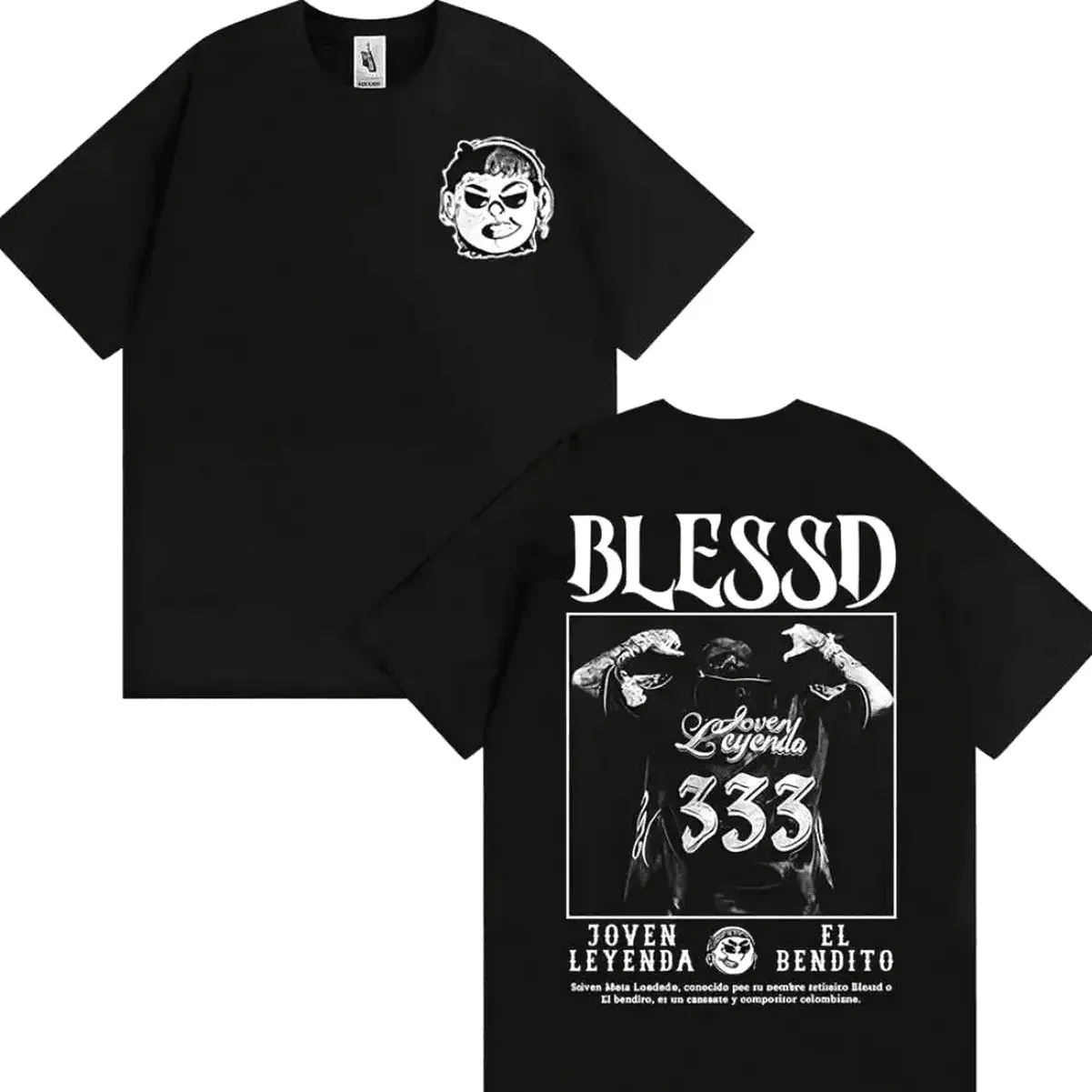 Blessd El Bendito Album Tour T-Shirt Rapper Latin Trap Hip Hop Graphic Tee Concert Fan Shirt For Men Women High Stree Li Relax Cotton T-Shirt