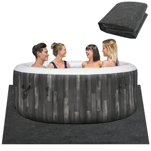 SUNNYGLADE 70x70 in Water-Resistant PVC Felt Hot Tub Mat, Inflatable Above-Ground Protector Pad with Slip-Resistant Backing, Absorbent Washable Indoor-Outdoor Spa Base