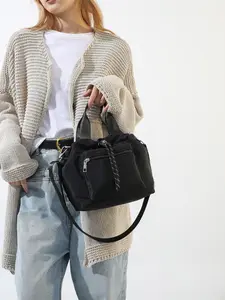 Drawstring handbag, contrasting color zipper shoulder messenger bag, portable street style, versatile for daily travel, multiple colors available, Casual Trendy Handbag, suitable for students, shopping, outdoor leisure, etc.