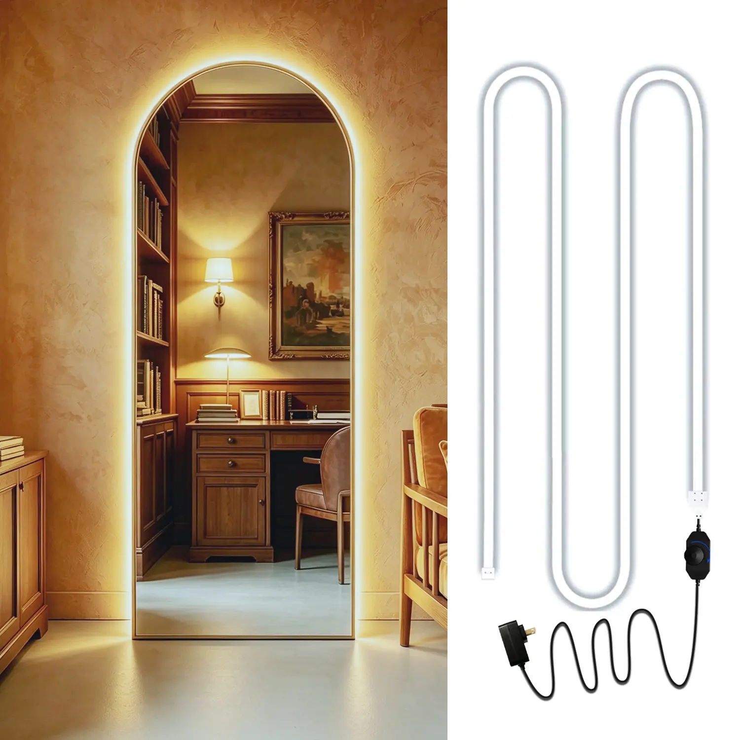 Silicone Mirror LED Light Strips, 16.4ft Thick Silicone Softens Light Strip, IP65 Water-Ready, 3000K Warm White, Full Dimming 0%-100%, Soft Glow Bathroom Home Supply Gadget