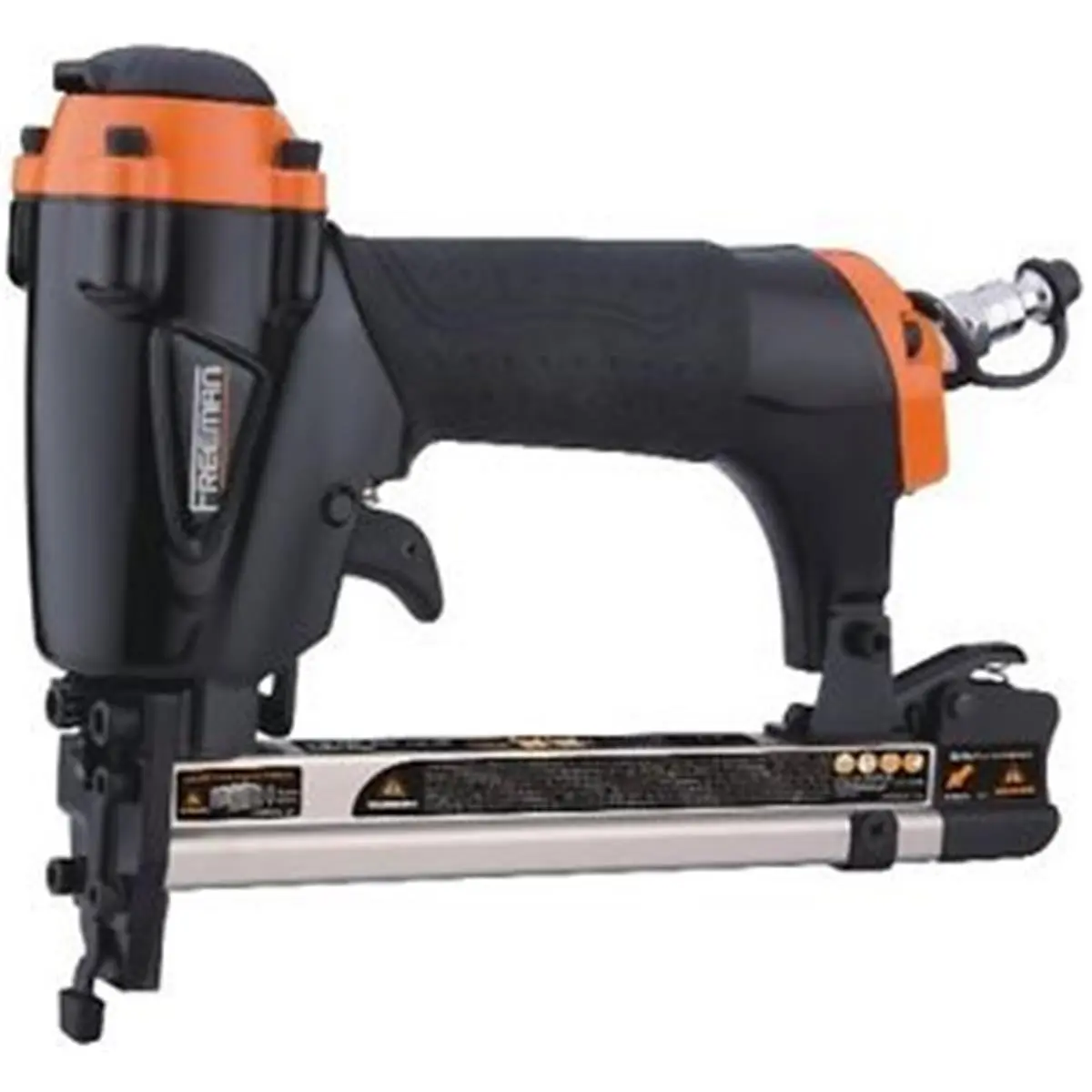 Prime Global Products PFWS Fine Wire Pneumatic Power Stapler for General Stapling - 360-Degree Adjustable Exhaust, Handle, Non-Marring Tip, Easy-Load Mag, Die-Cast Aluminum Housing, Home Use, 8.66x6.73x1.89 in