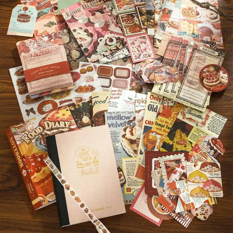 Sweet Food Themed Scrapbooking Kit, Scrapbook Materials, 154pcs/set DIY Decorative Sticker & Paper & Tape & Sticker Set, Gift Wrapping Paper for Birthday Anniversary Festival, Scrapbook Page, Sticker Packs