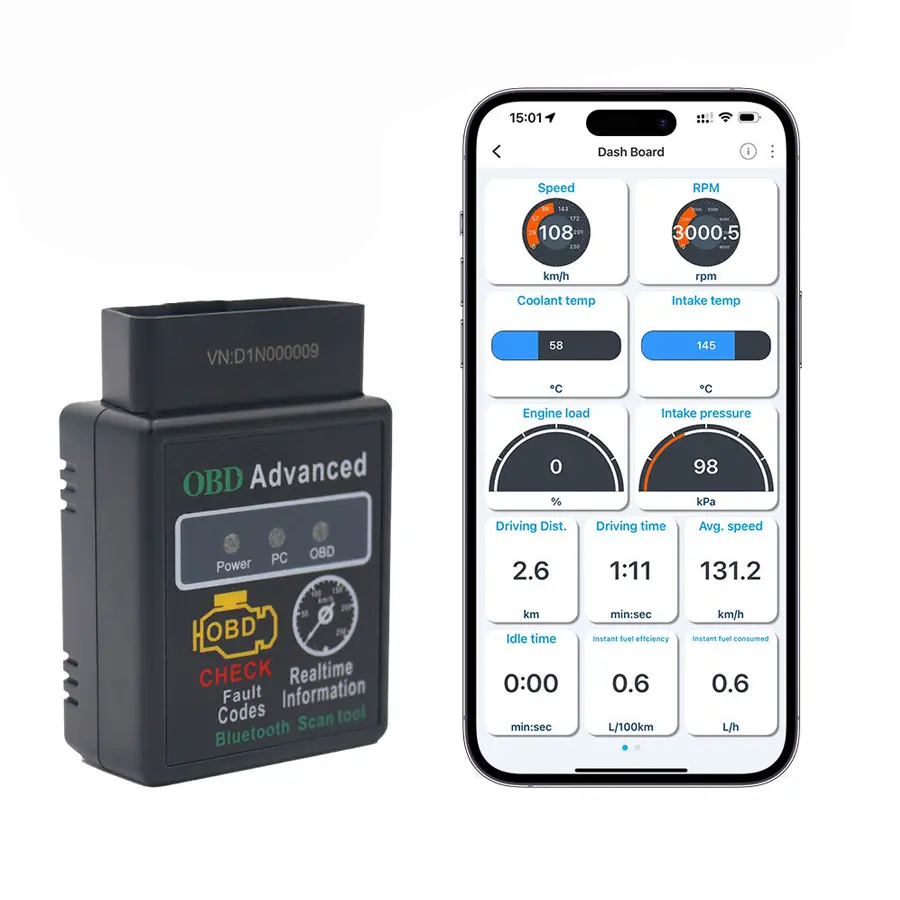 OBD2 Advanced Bluetooth Car Diagnostic Scanner, Engine Light Code Check Tool for Android iOS Phone