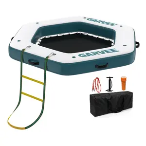 Inflatable Water Hammock Floating Dock Mesh, 8FT Sunchill Float Ring Heavy Duty River Floats Lake Raft for Pool Float Island Platform Pad Mat Party